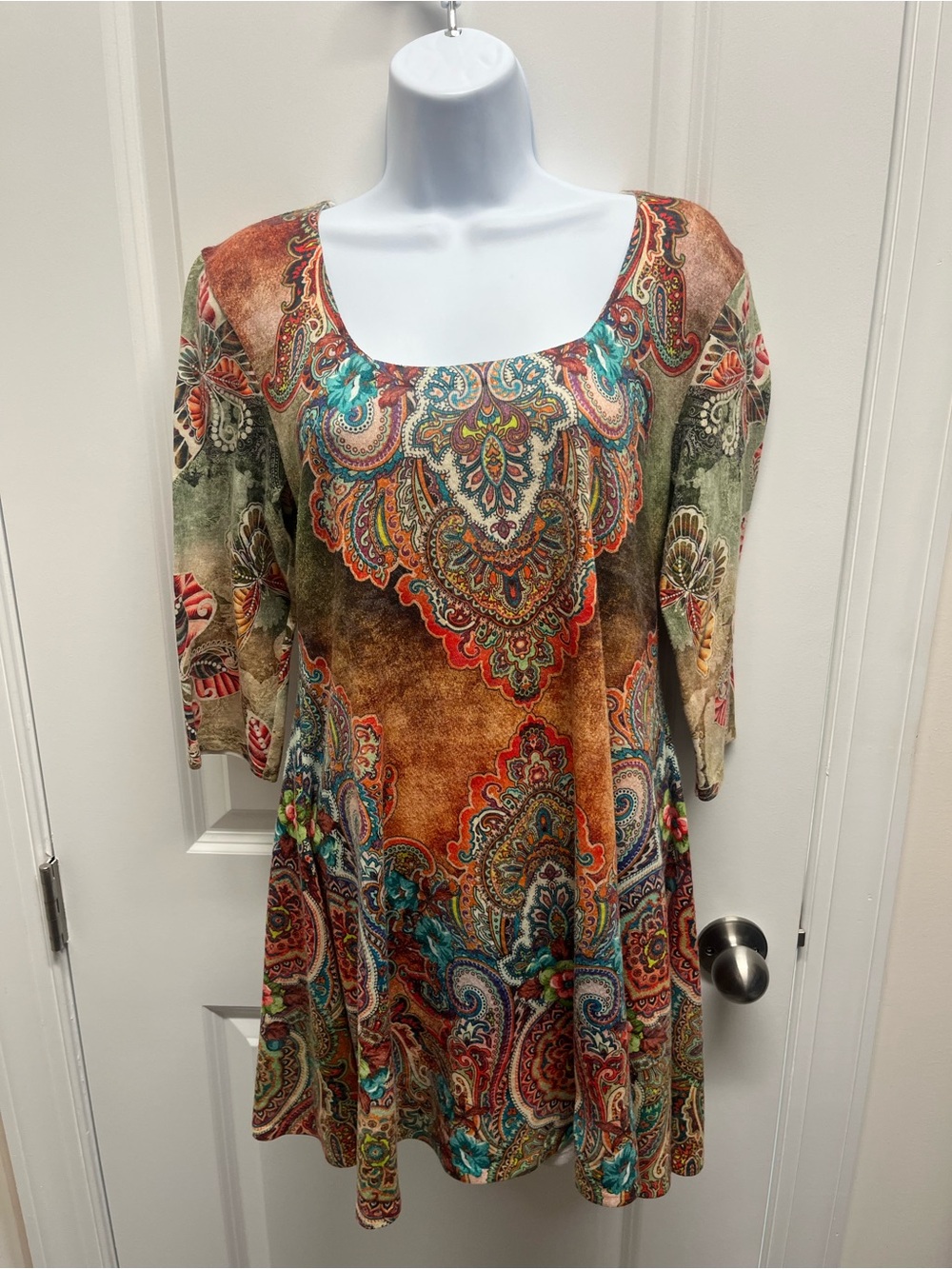 Amma Made In LA Colorful Tunic Top Sz M Y2K Lagenlook Art-to-wear